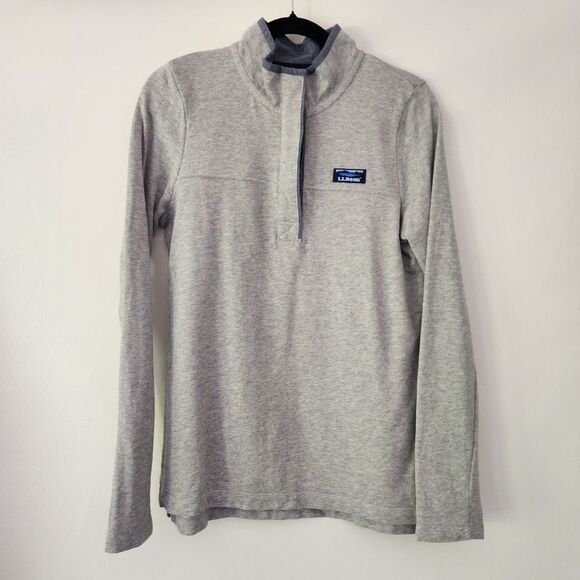 L L Bean gray 1/4 button pullover womens size S‎ - Picture 1 of 6